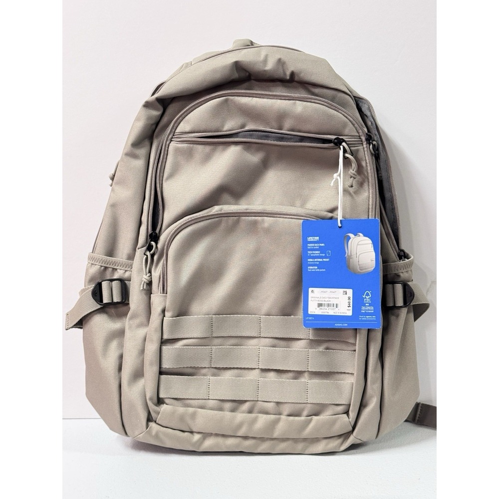 Adidas Original 16" Daily Backpack, Putty Beige/Black, Padded Back Panel